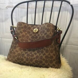 Coach In Signature Canvas Willow Bucket Bag, tan with dark orange